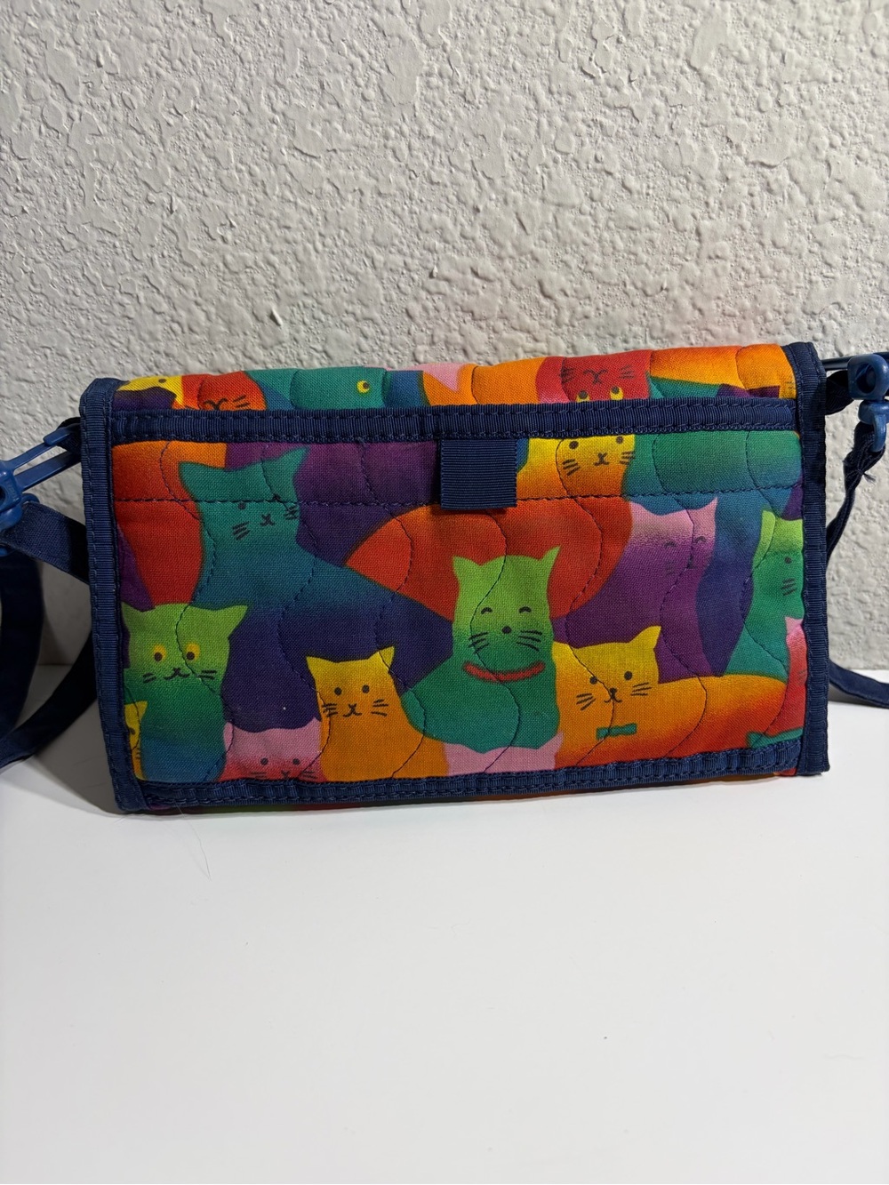 Vintage Multicolor Cat Print Crossbody - Wallet Organizer - Picture 2 of 10